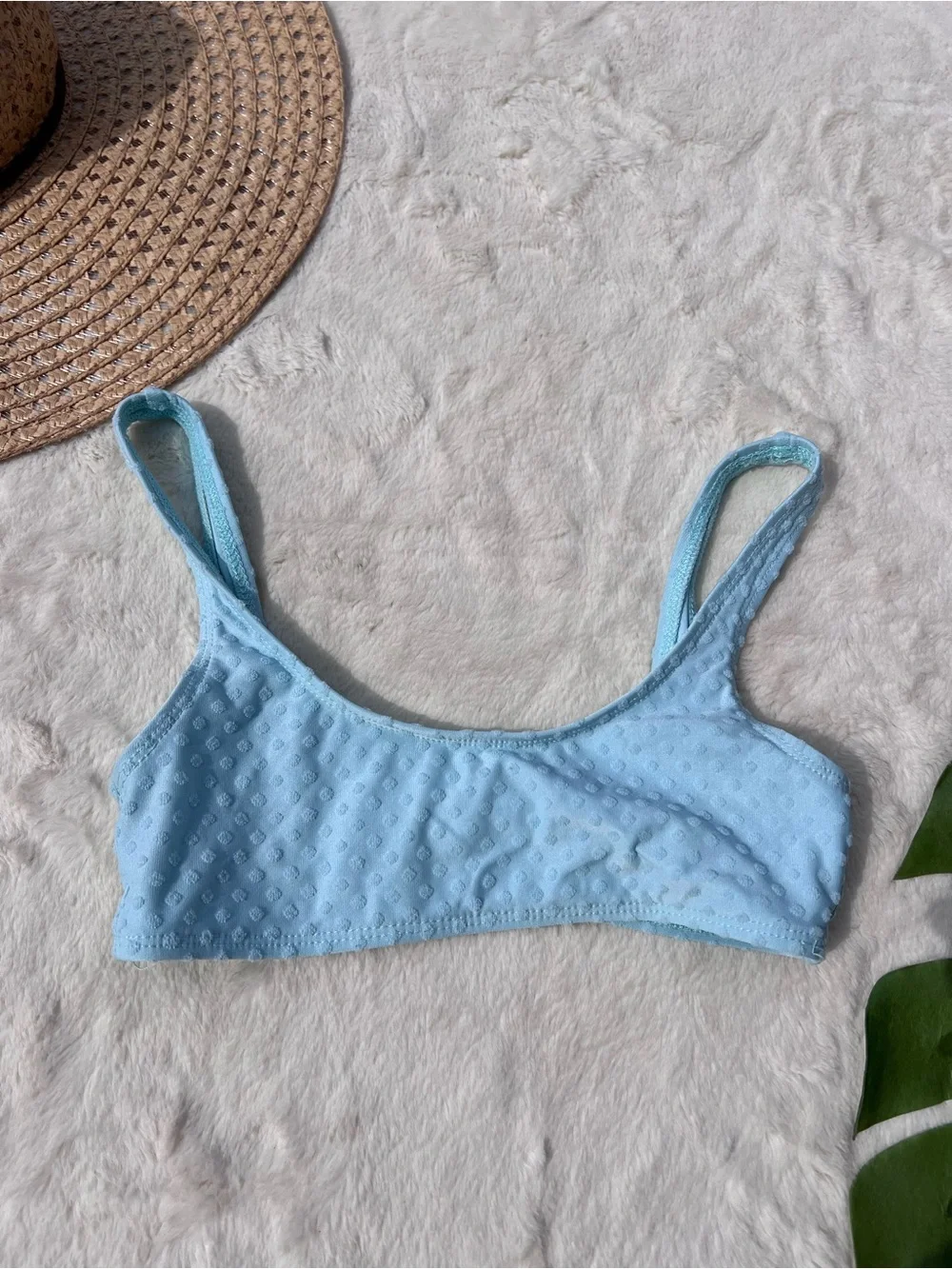 Frankies Bikinis Celia Top Aura Blue Swiss Dot Bikini Top XS